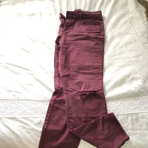 JCPennys maroon skinny jeans